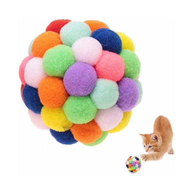 foto del prodotto cyslmuk palline colorate per gatti, palline rimbalzanti in peluche fatte a mano con erba gatta e giocattoli interattivi per l addestramento dei