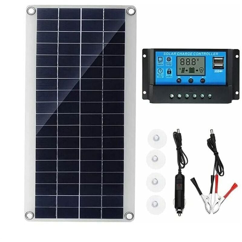 foto del prodotto cyslmuk pannello solare 30w 12v, kit pannello solare, kit caricabatteria con regolatore di carica solare 20a, esterno, giardino ymyny