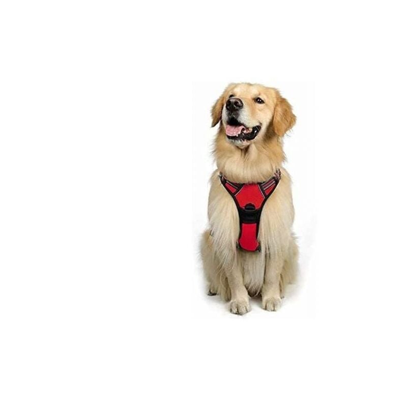 foto del prodotto cyslmuk pettorina per cani m rossa, riflettente, regolabile, anti tiro, per cani di grossa taglia, con gancio anteriore per guinzaglio, per