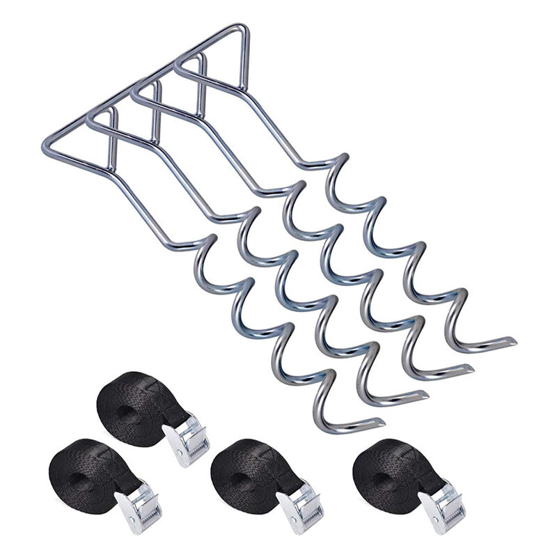 foto del prodotto cyslmuk picchetti di ancoraggio a spirale cinghie di serraggio kit di ancoraggio resistenza 900kg acciaio inossidabile fissaggi per trampolino
