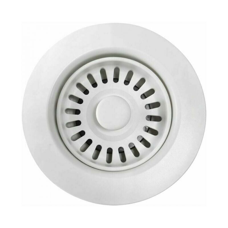 foto del prodotto cyslmuk piletta di scarico per lavello da cucina in polimero bianco con filtro a cestello rimovibile, per aperture di scarico da 4,5 cm.
