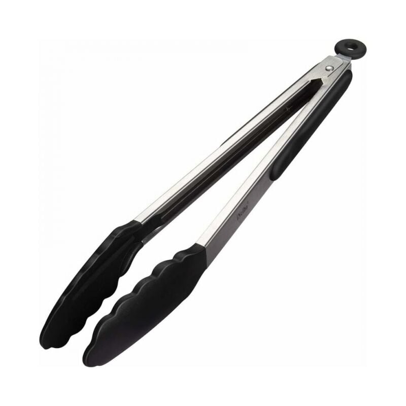 foto del prodotto cyslmuk pinze da cucina professionali nere da 27 cm, pinze per barbecue in acciaio inox e silicone, pinze da cucina resistenti al calore