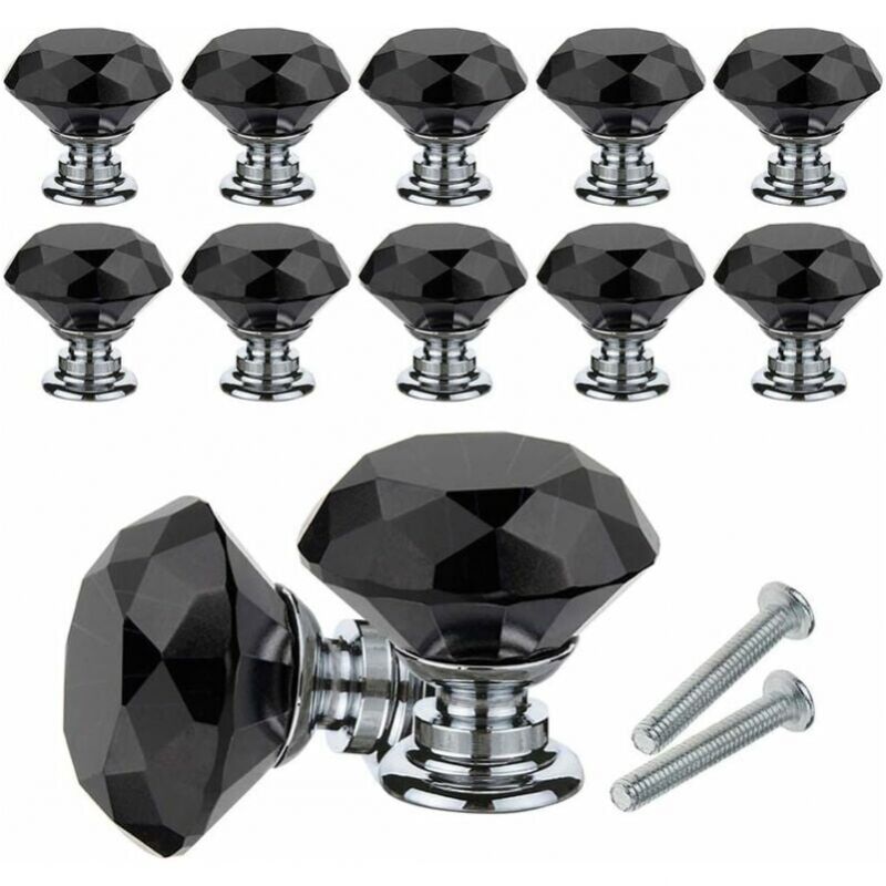 foto del prodotto cyslmuk pomelli per mobili in cristallo, 10 pezzi pomelli in cristallo diamantato, pomelli per porte e cassetti da 30 mm con viti per casa,
