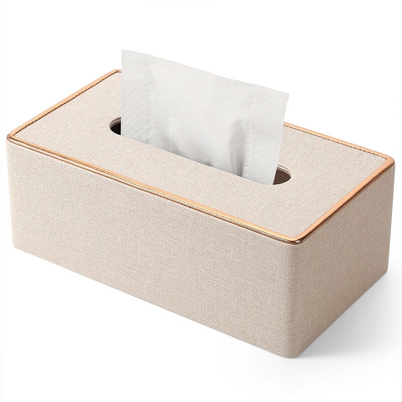 foto del prodotto cyslmuk porta fazzoletti, porta fazzoletti rettangolare in pelle pu beige per casa ufficio auto