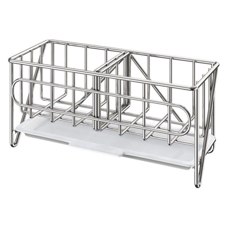 foto del prodotto cyslmuk porta spugna per lavello da cucina, organizer per lavello da cucina, porta spazzola per la pulizia, porta sapone con vassoio di scarico,