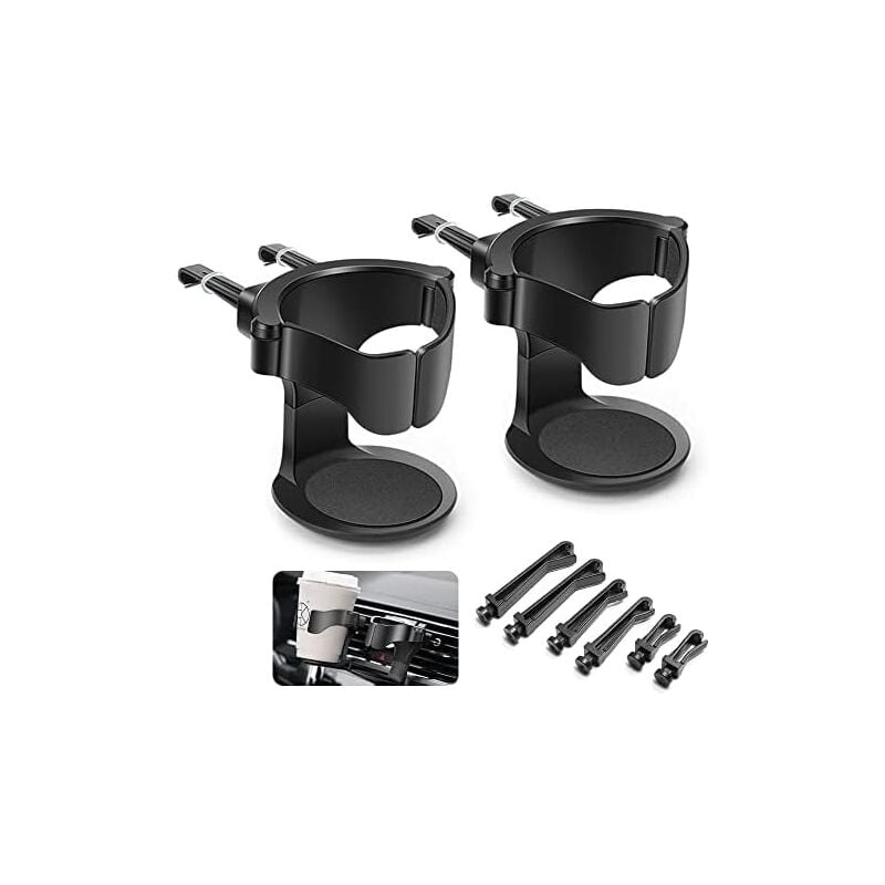 foto del prodotto cyslmuk portabicchieri per auto 2 pezzi, portabicchieri per auto regolabile, per bocchette di aerazione di auto, camion, camper nero 