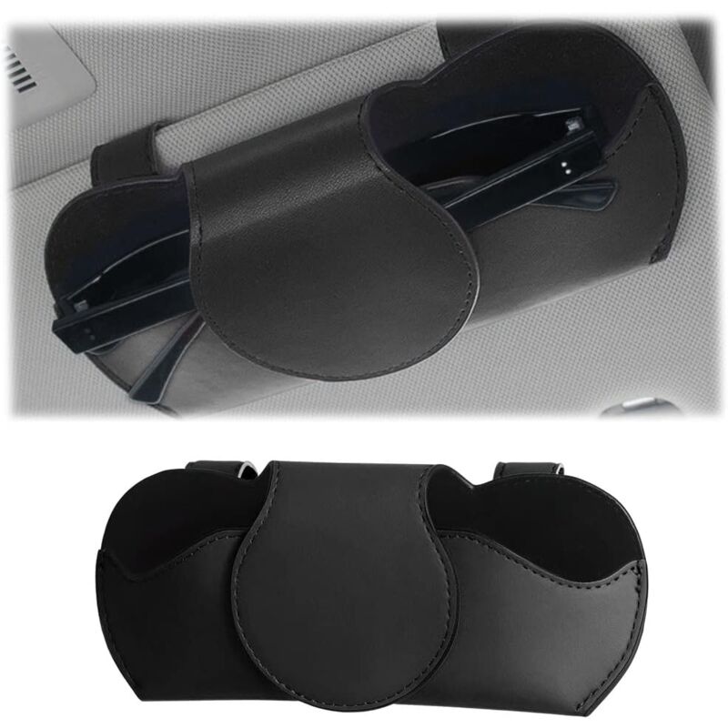 foto del prodotto cyslmuk portaocchiali parasole per auto, custodia per occhiali in pelle pu, portaocchiali magnetico per auto, accessori universali per interni
