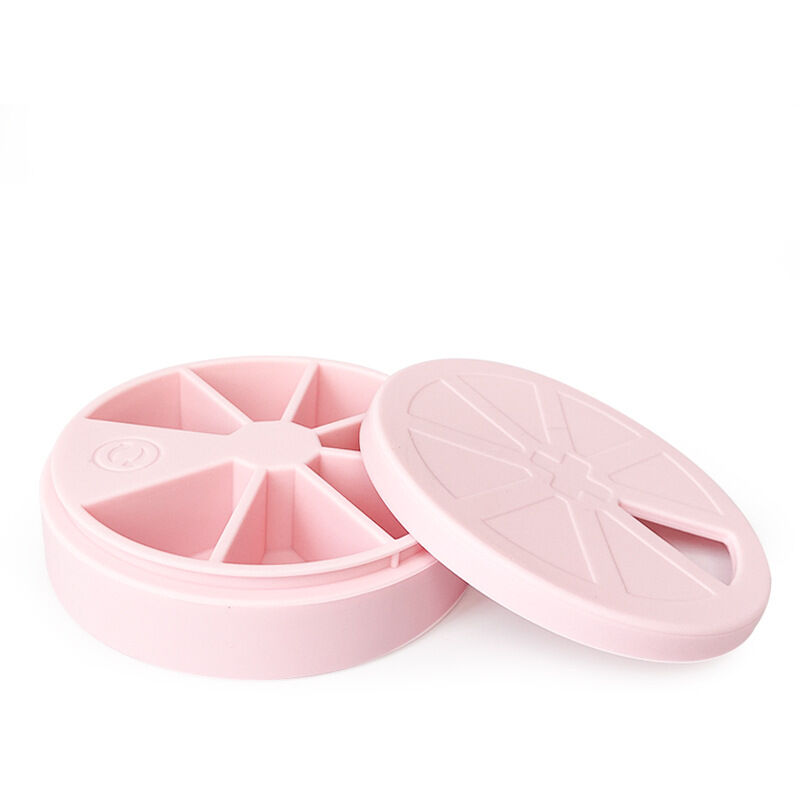 foto del prodotto cyslmuk portapillole settimanale in silicone piccolo portapillole giornaliero per vitamine, integratori e olio di pesce, rosa