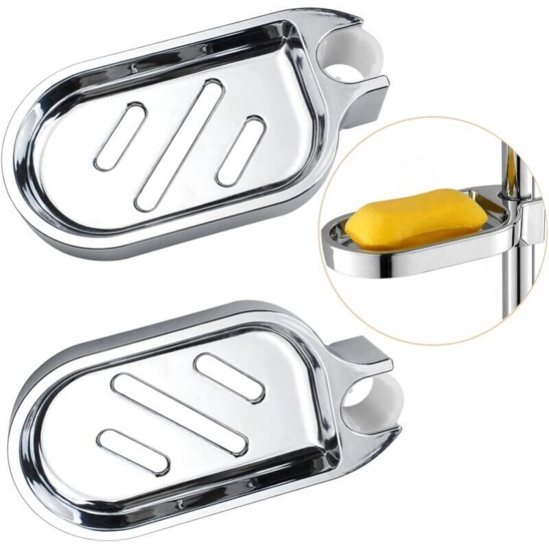foto del prodotto cyslmuk portasapone da doccia senza trapano, 2 pezzi, foro 24 mm, portasapone da doccia in plastica abs, portasapone da doccia regolabile,