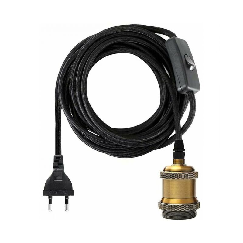 foto del prodotto cyslmuk presa e27 da 1,2 metri con interruttore, cavo elettrico in tessuto per presa lampadina luce pendente retr edison lampada creativa,