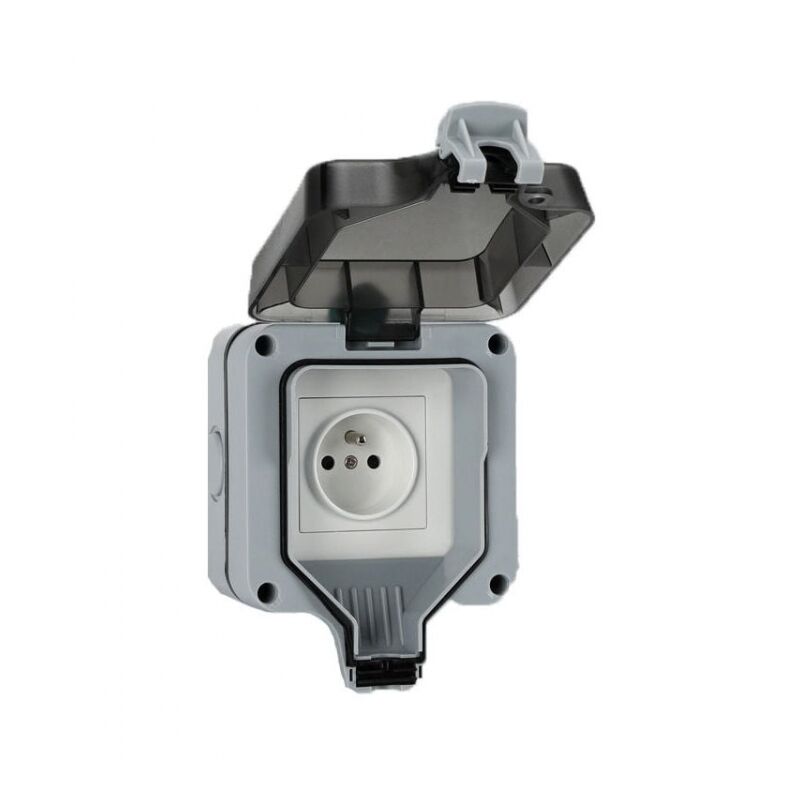foto del prodotto cyslmuk presa elettrica impermeabile ip66 per esterni, a fila singola, antispruzzo, antipioggia, con un foro