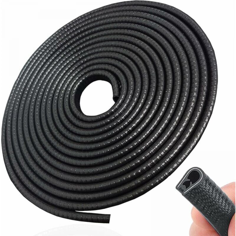 foto del prodotto cyslmuk protezione per portiera auto nera da 5 m, protezione per bordi in gomma senza colla a forma di u per la maggior parte delle auto