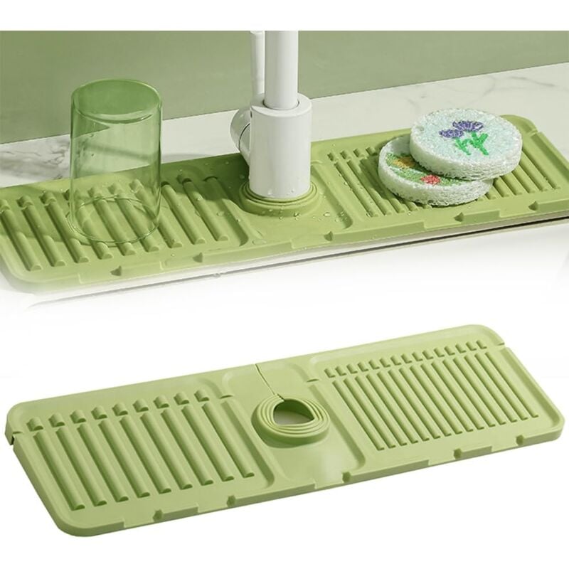 foto del prodotto cyslmuk protezione per rubinetto del lavello della cucina, protezione per rubinetto, gocciolatoio in silicone per rubinetto della cucina e del