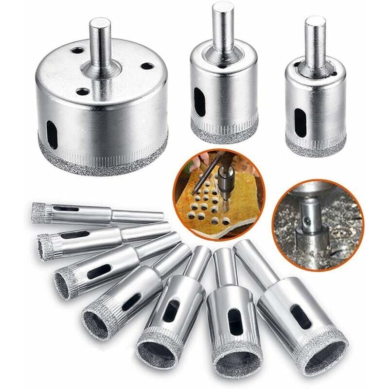 foto del prodotto cyslmuk punte diamantate, set di accessori per punte da trapano, fresa per carotaggio da 8 50 mm, 10 pezzi