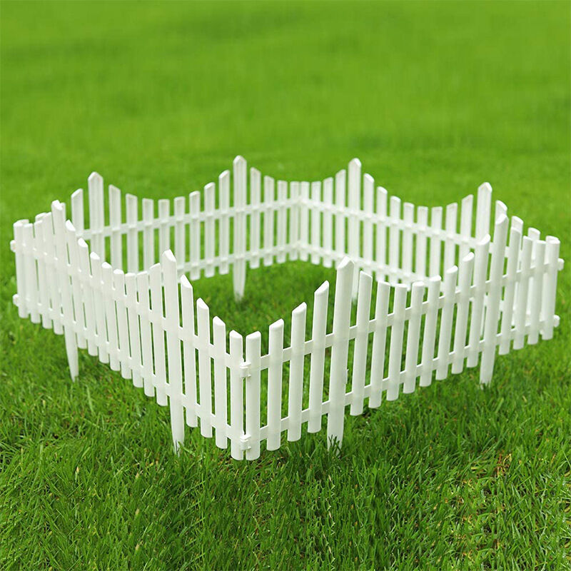 foto del prodotto cyslmuk recinzione da giardino bianca, bordure in plastica bianca per erba prato, pannelli per percorsi paesaggistici, confezione da 4 pezzi