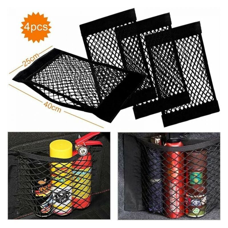 foto del prodotto cyslmuk rete portaoggetti per bagagliaio auto, 4 pezzi 40x25cm borsa tascabile organizer per bagagliaio auto, borsa portaoggetti per auto con