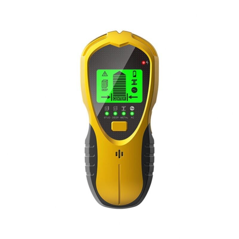 foto del prodotto cyslmuk rilevatore da parete 4 in 1 con display lcd, rilevatore con batteria da 9 v, per il rilevamento di metalli, fili, montanti in legno in