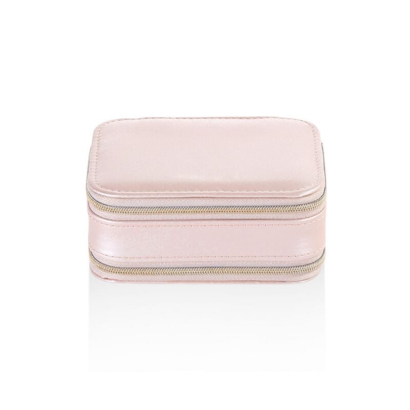 foto del prodotto cyslmuk rosa piccolo portagioie con specchio, portagioie portatile con cerniera, portagioie per anelli, orecchini e collane