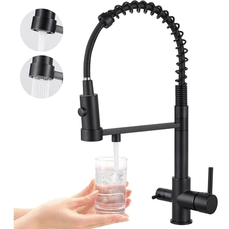 foto del prodotto cyslmuk rubinetto da cucina a tre vie, rubinetto da cucina estraibile, rubinetto per lavello in ottone, miscelatore con filtro per l acqua 3 in 1