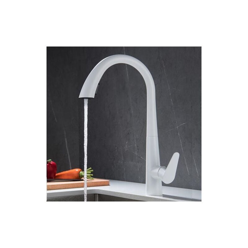 foto del prodotto cyslmuk rubinetto da cucina con doccetta estraibile, rubinetto monocomando girevole a 360 per acqua calda e fredda disponibile in acciaio inox