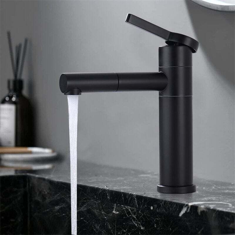 foto del prodotto cyslmuk rubinetto per bagno, girevole a 360 , miscelatore per lavabo nero, rubinetto per lavabo in acciaio inox rubinetto per lavabo