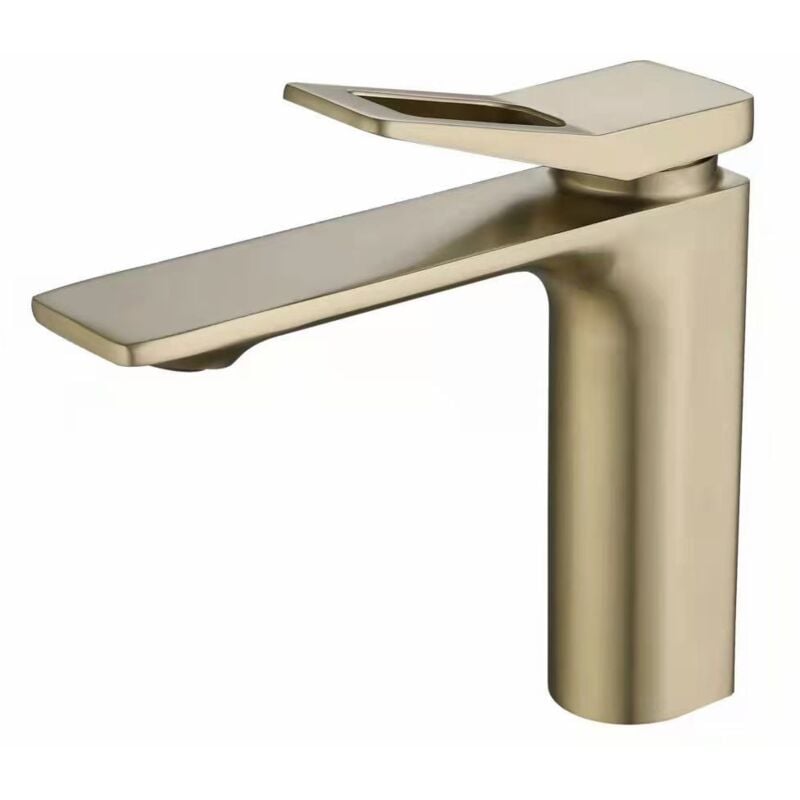 foto del prodotto cyslmuk rubinetto per lavabo, rubinetto per bagno dorato, acciaio inossidabile 304 spazzolato, rubinetto anticalcare, rubinetto per acqua calda e