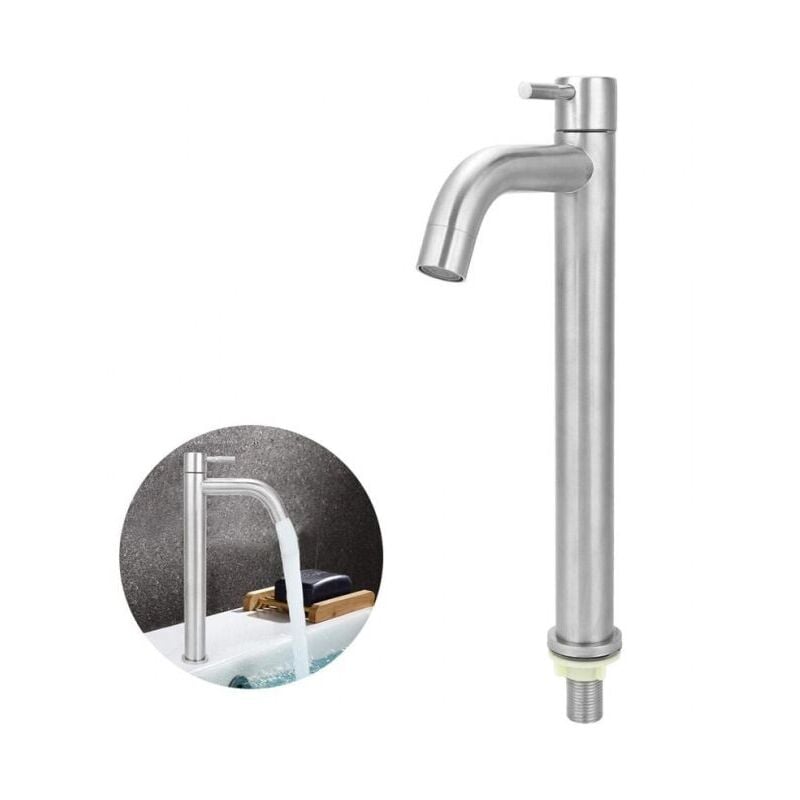 foto del prodotto cyslmuk rubinetto unico in acciaio inossidabile, rubinetto per lavabo con acqua fredda, rubinetto per lavabo ymyny