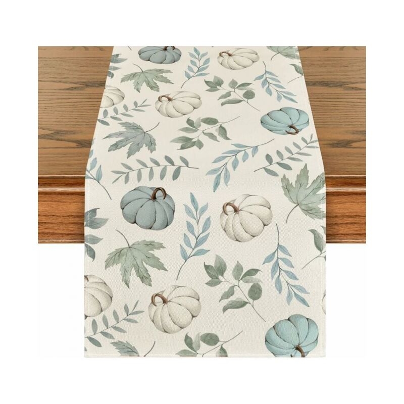 foto del prodotto cyslmuk runner da tavolo a forma di zucca blu da 33 x 120 cm per l autunno decorazione da tavolo