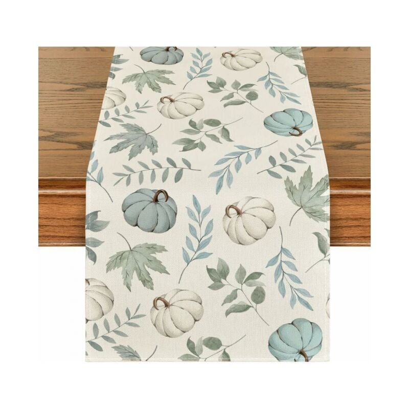 foto del prodotto cyslmuk runner da tavolo a forma di zucca blu da 33 x 90 cm per l autunno decorazione da tavolo