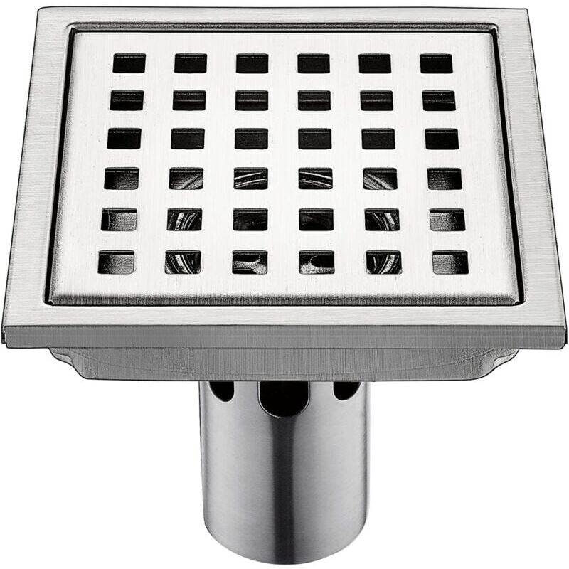foto del prodotto cyslmuk scarico a pavimento per wc in acciaio inox 15x15 cm, grande cilindrata, dn50, guarnizione anti insetto, foglia quadrata deodorante ymyny