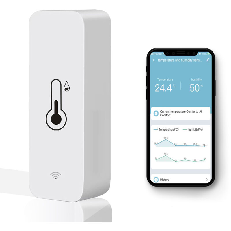 foto del prodotto cyslmuk sensore termometro igrometro wifi, monitor wireless di temperatura e umidit per la casa, monitoraggio remoto in tempo reale,