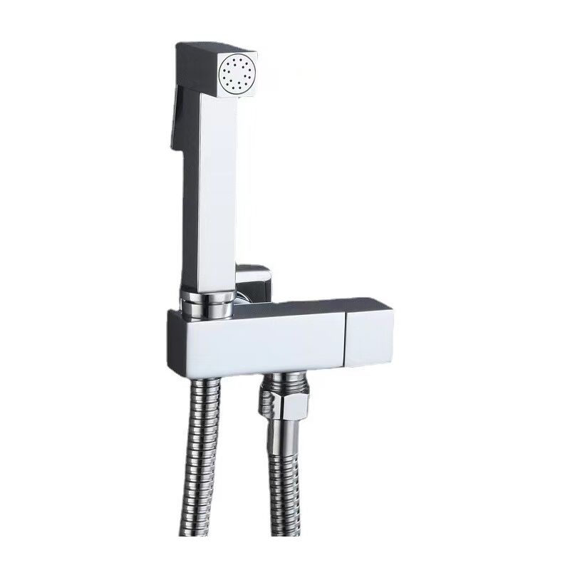 foto del prodotto cyslmuk set completo di doccetta per wc in ottone, valvola angolare in rame argentato pistola a spruzzo in zinco tubo flessibile per doccia da