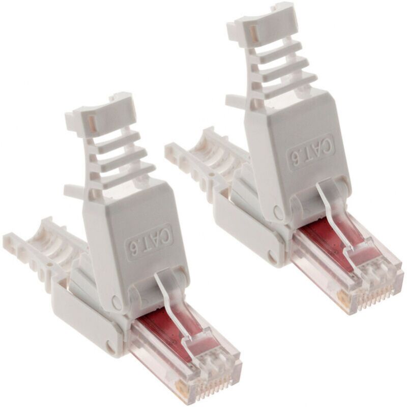 foto del prodotto cyslmuk set di 10 spine rj45 cat 6, utensili non inclusi, spine di cristallo senza categoria di pressione 6e