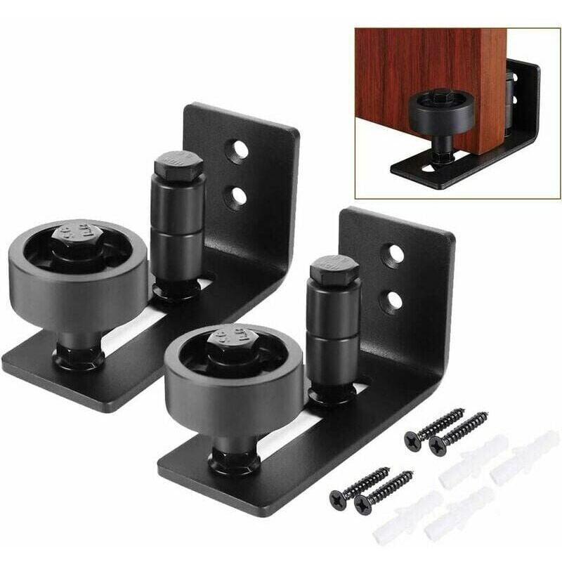 foto del prodotto cyslmuk set di 2 binari per pavimento multifunzionali per porte da fienile, binari per pavimento a rulli regolabili per porte scorrevoli