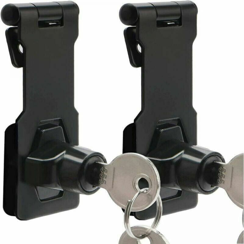 foto del prodotto cyslmuk set di 2 chiavistelli e chiavistelli da 3 con serratura a chiave e chiavistello in metallo per porte armadi finestre, nero ymyny