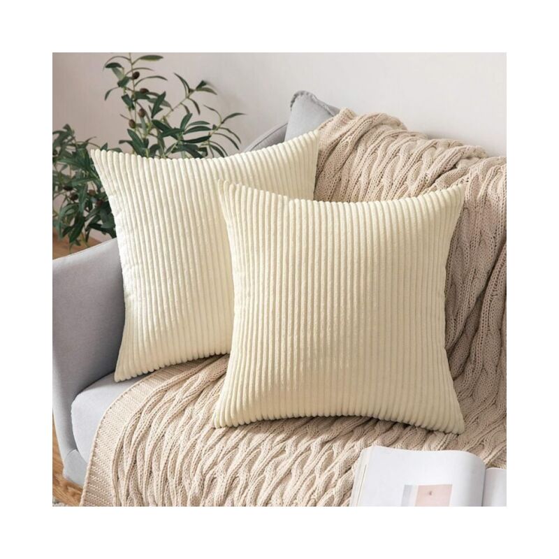 foto del prodotto cyslmuk set di 2 federe per cuscini decorativi in velluto a coste beige da 45x45 cm, morbide, per casa, soggiorno, camera da letto