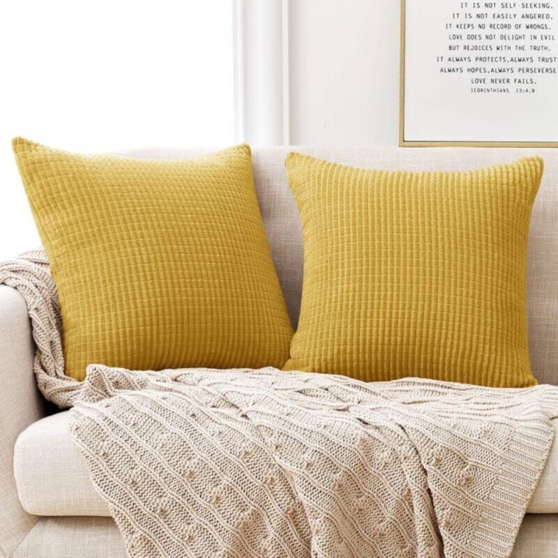 foto del prodotto cyslmuk set di 2 federe per cuscino in velluto giallo senape 40x40cm per soggiorno federa per cuscino decorativo ymyny