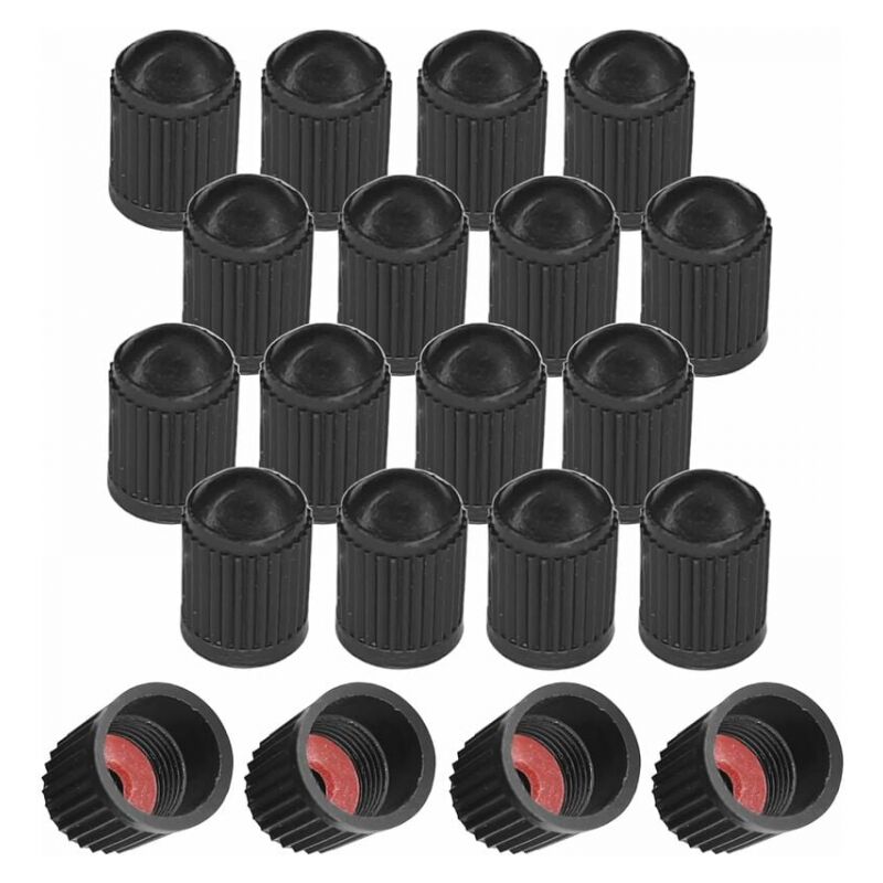 foto del prodotto cyslmuk set di 20 tappi valvola in plastica per pneumatici schrader, biciclette, moto, auto, quad, scooter, neri