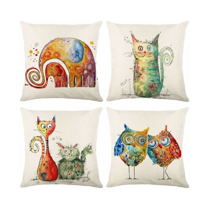 foto del prodotto cyslmuk set di 4 animali lino 45x45cm federa per cuscino, copricuscino decorativo per divano per camera da letto, divano, sedia, letto, giardino