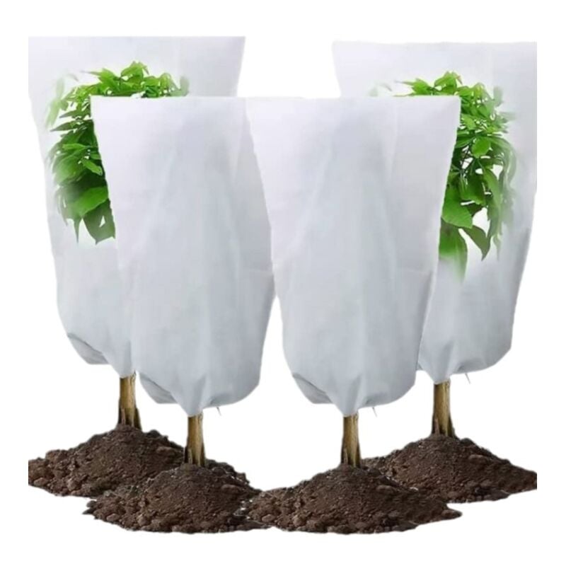 foto del prodotto cyslmuk set di 4 coperture invernali per piante con cordino in polipropilene da 70 g m , 80x100 cm, bianco