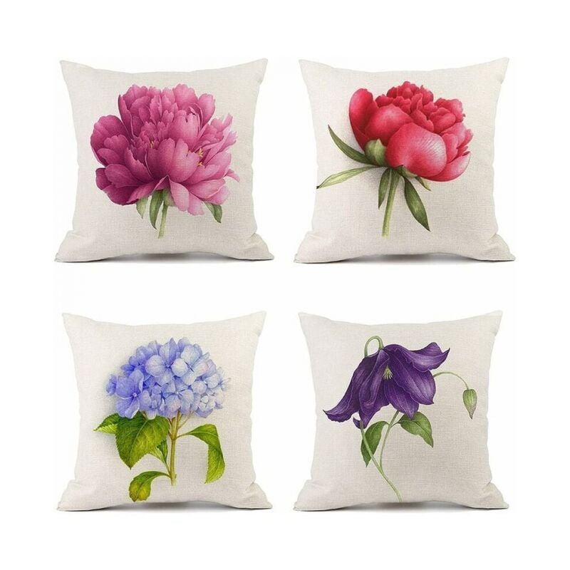 foto del prodotto cyslmuk set di 4 federe per cuscini in lino da 45 x 45 cm con motivo floreale per esterni, per camera da letto, soggiorno, divano, balcone,