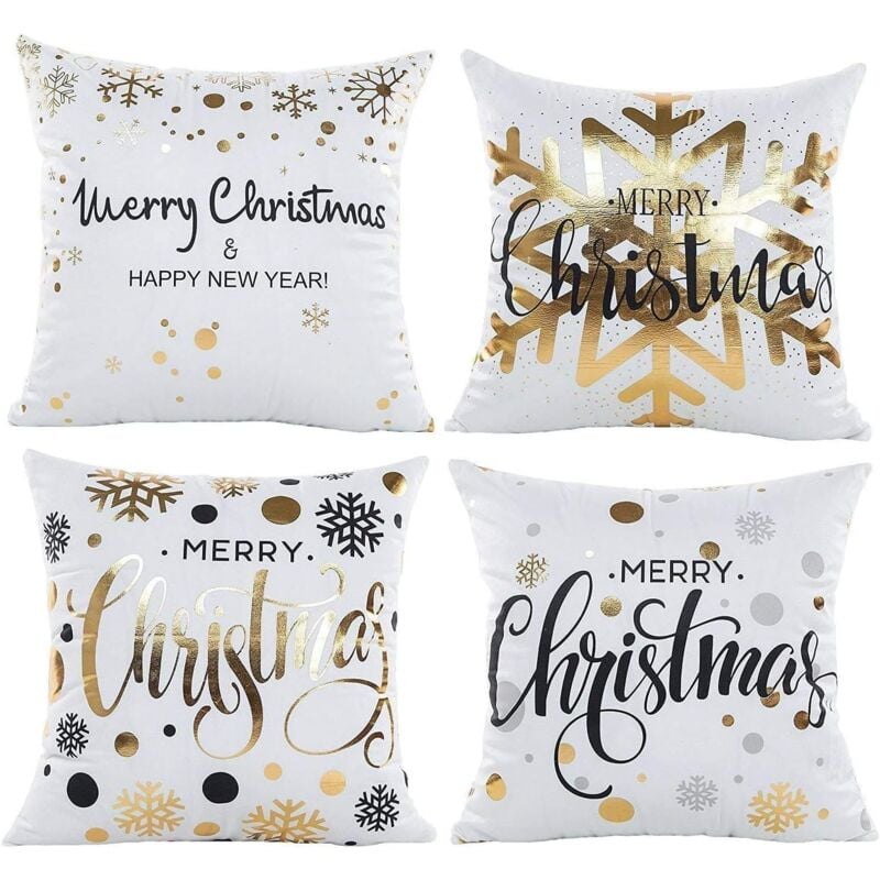 foto del prodotto cyslmuk set di 4 federe per cuscini natalizi, federe natalizie, federe per cuscini da divano, federe decorative. bellissimo natale.