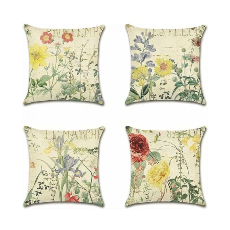foto del prodotto cyslmuk set di 4 federe per divano con motivo floreale giallo impermeabile da 45x45 cm per patio, giardino, soggiorno, camera da letto, decorazione