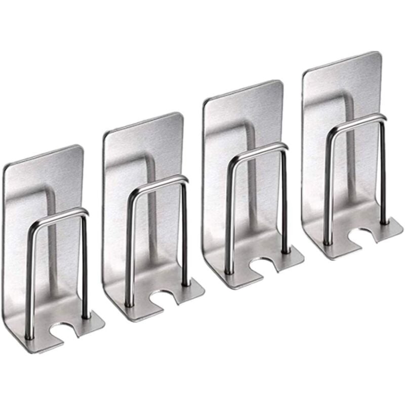 foto del prodotto cyslmuk set di 4 porta spazzolini in acciaio inox montaggio a parete per tazze, boccali, spazzolini impermeabili e autoadesivi nessuna