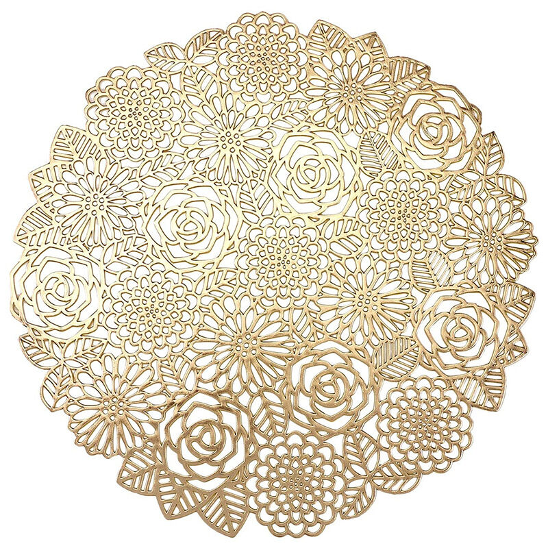 foto del prodotto cyslmuk set di 4 tovagliette, tovagliette rotonde color oro rosa per sala da pranzo cucina, tovagliette lavabili oro, stile l, 38 cm 