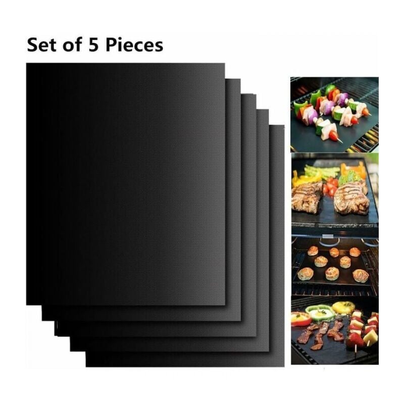 foto del prodotto cyslmuk set di 5 tappetini da cucina bbq barbecue mat teglia da forno 40x33cm per barbecue a gas a carbone elettrico