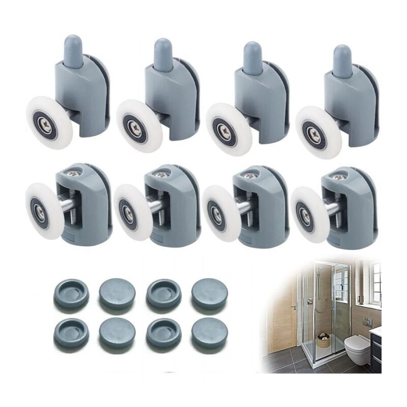 foto del prodotto cyslmuk set di 8 rulli per porta doccia da 25 mm, 4 superiori, 4 inferiori, ruota sospesa per accessori per cabina doccia