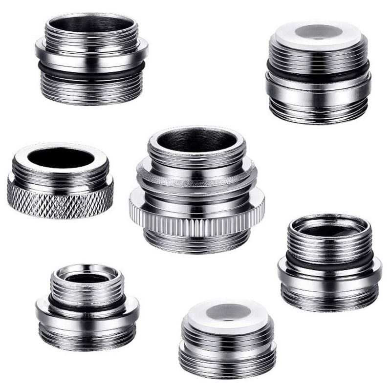foto del prodotto cyslmuk set di adattatori per rubinetti da 7 pezzi, adattatore per aeratore per lavello da cucina in ottone, adattatore maschio femmina per il