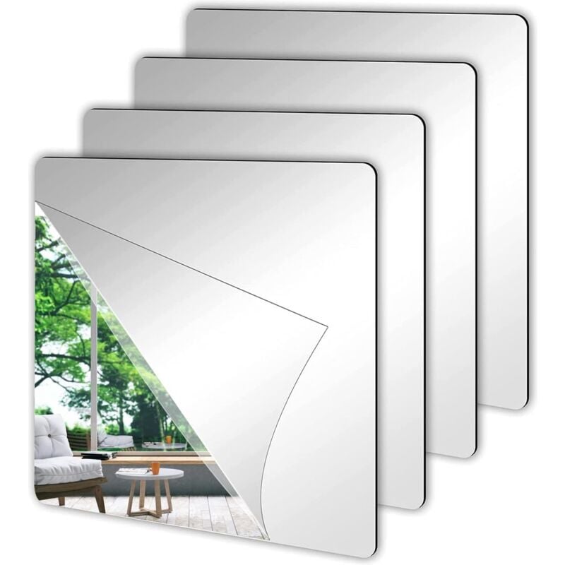 foto del prodotto cyslmuk set di adesivi per specchi argento 20 cm 4 pezzi specchio per porta specchio in viscosa grande specchio in viscosa