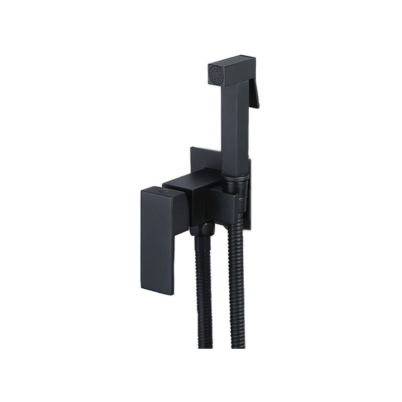 foto del prodotto cyslmuk set doccia da bagno, set completo per l igiene del bagno con doccetta, supporto e rubinetto a tre vie, nero